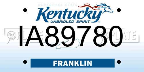 IA89780 Kentucky License Plate
