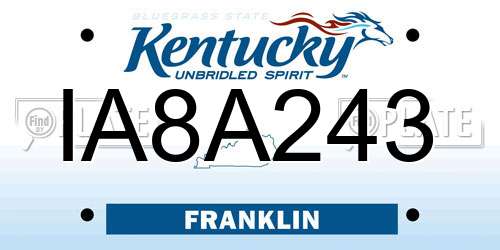 IA8A243 Kentucky License Plate