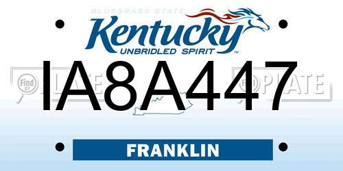 IA8A447 Kentucky License Plate