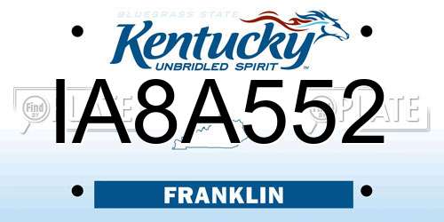 IA8A552 Kentucky License Plate