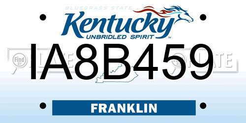 IA8B459 Kentucky License Plate