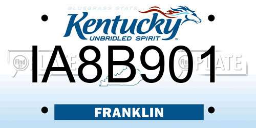 IA8B901 Kentucky License Plate