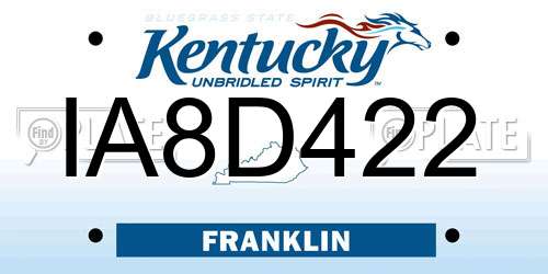 IA8D422 Kentucky License Plate