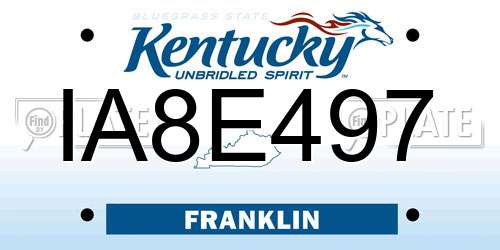 IA8E497 Kentucky License Plate