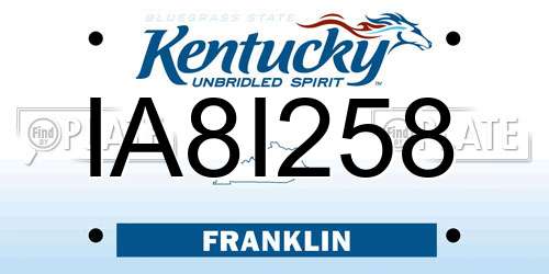 IA8I258 Kentucky License Plate