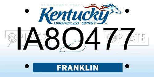 IA8O477 Kentucky License Plate