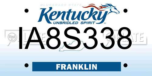 IA8S338 Kentucky License Plate