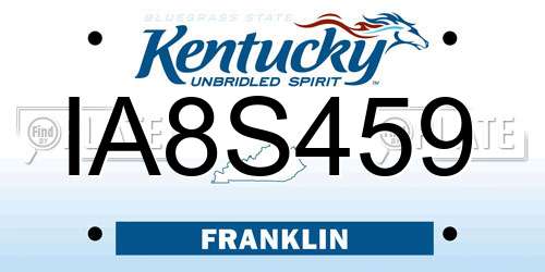 IA8S459 Kentucky License Plate