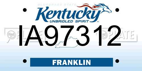 IA97312 Kentucky License Plate