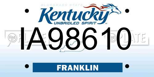 IA98610 Kentucky License Plate