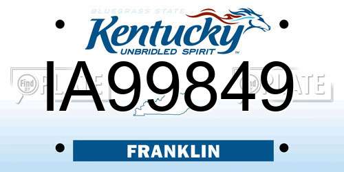 IA99849 Kentucky License Plate