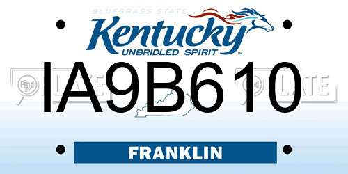 IA9B610 Kentucky License Plate