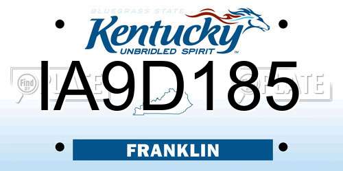 IA9D185 Kentucky License Plate