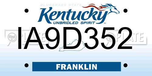 IA9D352 Kentucky License Plate