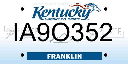 IA9O352 Kentucky License Plate
