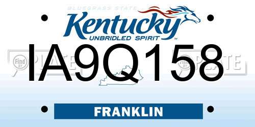 IA9Q158 Kentucky License Plate