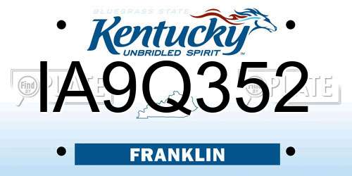 IA9Q352 Kentucky License Plate