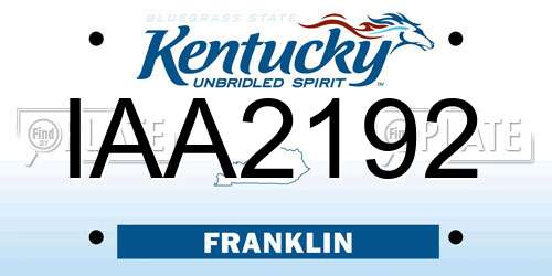 IAA2192 Kentucky License Plate