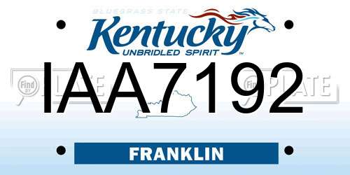 IAA7192 Kentucky License Plate