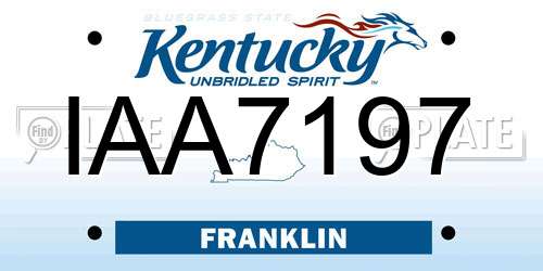 IAA7197 Kentucky License Plate