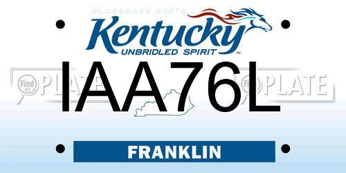 IAA76L Kentucky License Plate
