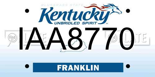 IAA8770 Kentucky License Plate