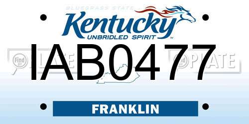IAB0477 Kentucky License Plate
