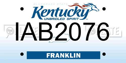 IAB2076 Kentucky License Plate
