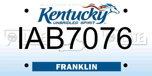 IAB7076 Kentucky License Plate