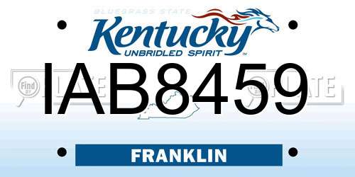 IAB8459 Kentucky License Plate