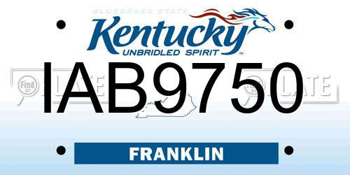 IAB9750 Kentucky License Plate