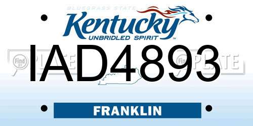 IAD4893 Kentucky License Plate