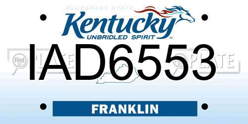 IAD6553 Kentucky License Plate