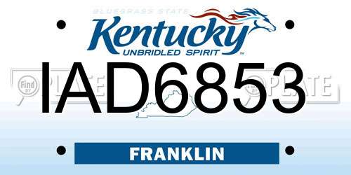 IAD6853 Kentucky License Plate