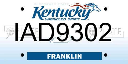 IAD9302 Kentucky License Plate