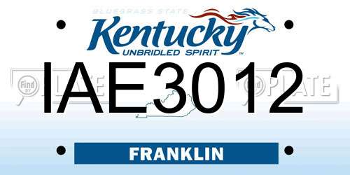 IAE3012 Kentucky License Plate