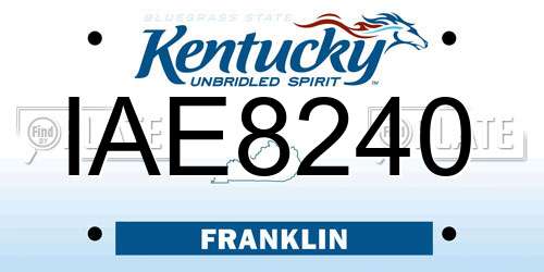 IAE8240 Kentucky License Plate