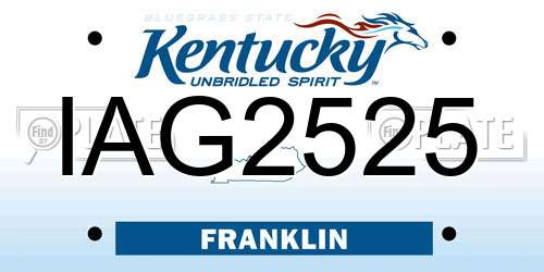 IAG2525 Kentucky License Plate