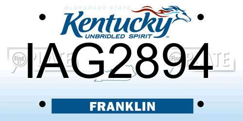 IAG2894 Kentucky License Plate