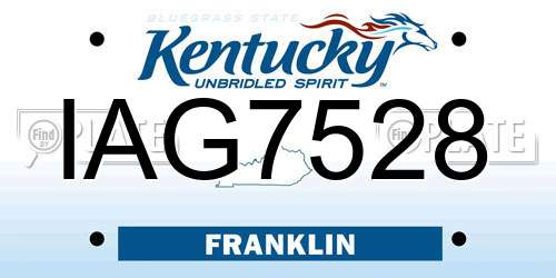 IAG7528 Kentucky License Plate
