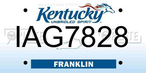 IAG7828 Kentucky License Plate