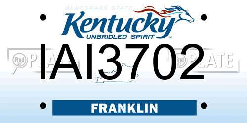 IAI3702 Kentucky License Plate