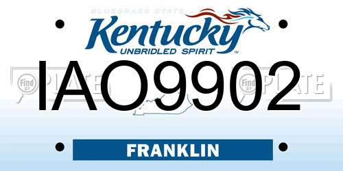 IAO9902 Kentucky License Plate
