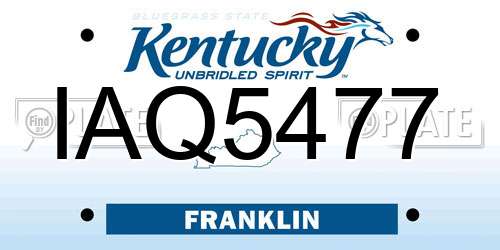 IAQ5477 Kentucky License Plate