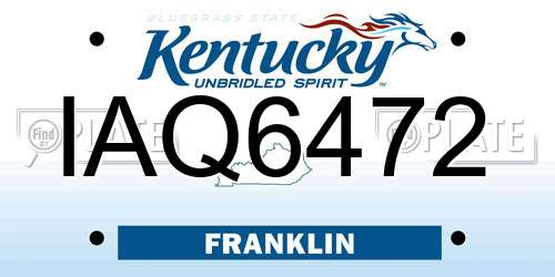 IAQ6472 Kentucky License Plate