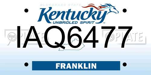 IAQ6477 Kentucky License Plate