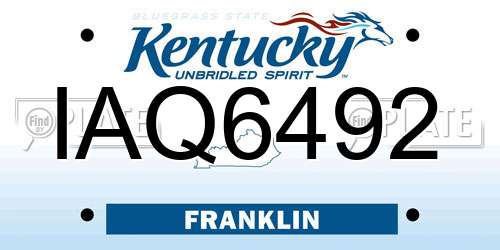IAQ6492 Kentucky License Plate