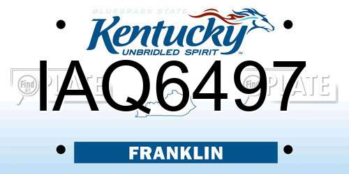 IAQ6497 Kentucky License Plate