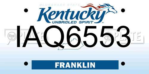 IAQ6553 Kentucky License Plate
