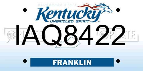 IAQ8422 Kentucky License Plate